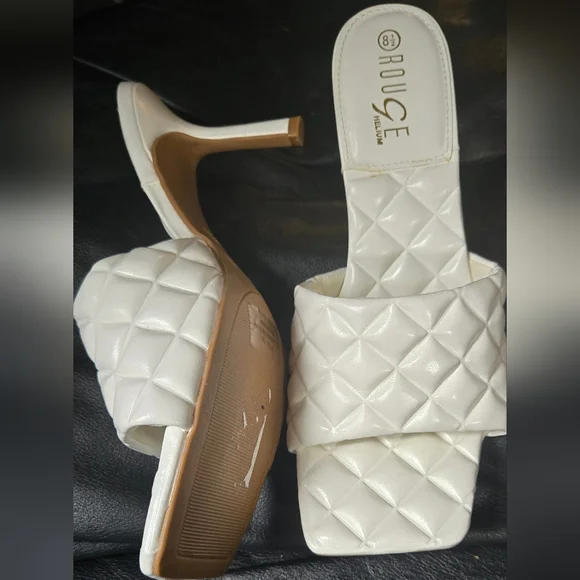 Rouge Helium White Quilted Women's Kitten Keels Sz8.5 NEW - Picture 3 of 8